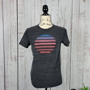 American Eagle Marled Grey XS Classic Basic Graphic Short Sleeve Tee Shirt